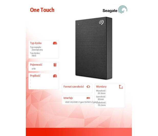 Seagate One Touch Portable 4TB USB 3.2 Gen. 1 Czarny - 601054 - zdjęcie 2